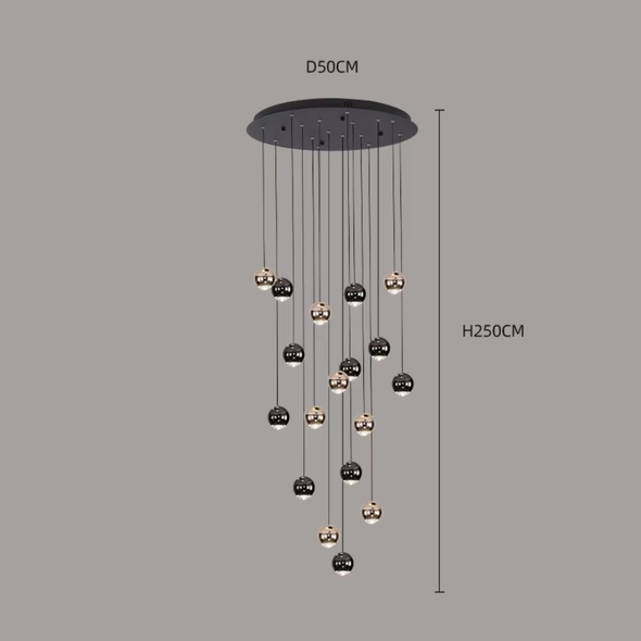 Elegant spherical pendant light for staircase or living room lighting