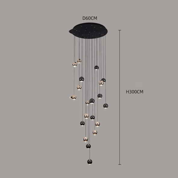 Elegant spherical pendant light for staircase or living room lighting