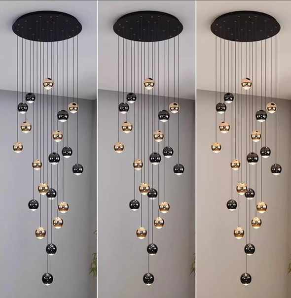 Elegant spherical pendant light for staircase or living room lighting