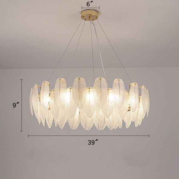 Round Shade Class Chandelier For Modern Living Room And Dining Table