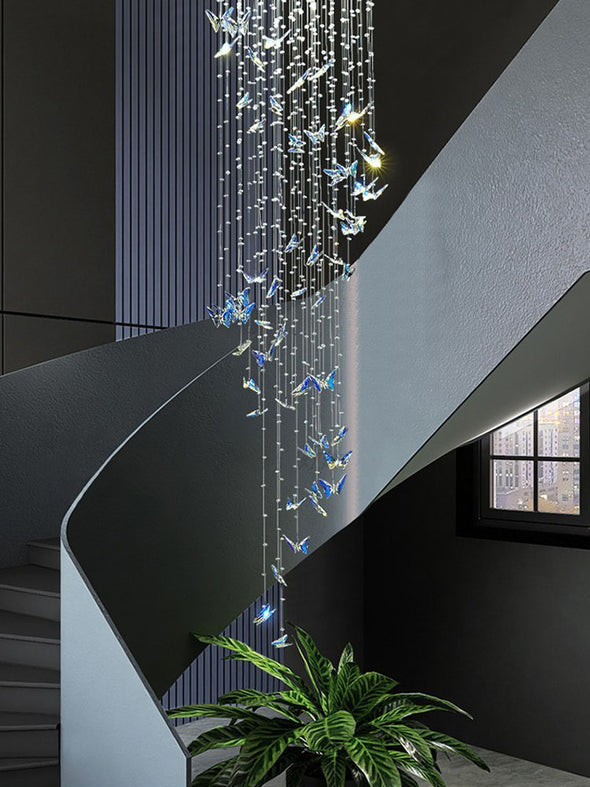 Crystals Butterflies Spiral Chandeliers For Entryway Lobby And Hallway