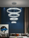 High Ceiling Crystals Rings Chandeliers For 2 Story Stair Way