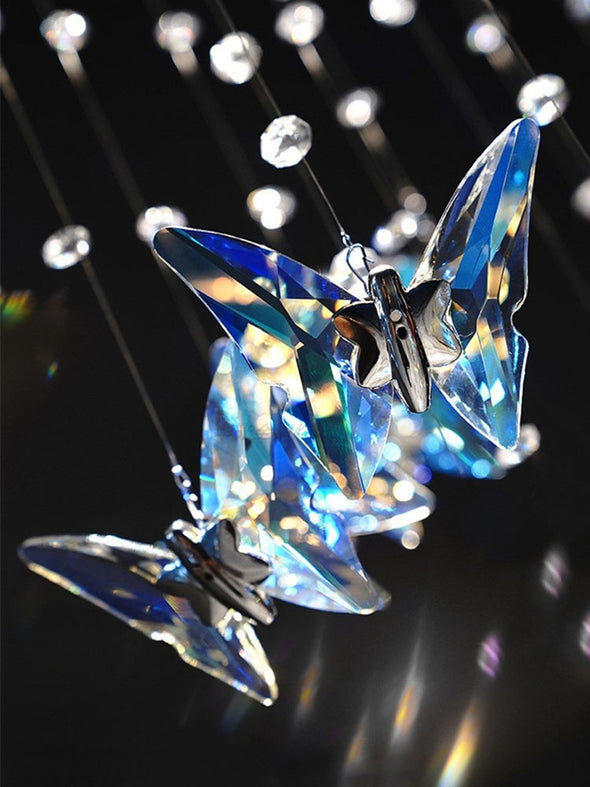 Crystals Butterflies Spiral Chandeliers For Entryway Lobby And Hallway