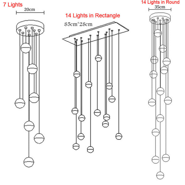 modern bubbles ball chandelier for staircase 