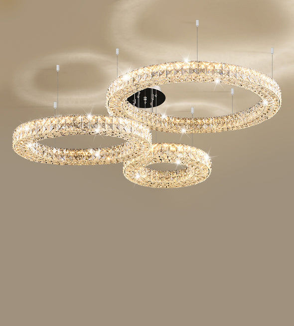 Three Rings Crystal Chandelier For Living Room Luxury Decorate Hanging Lamp