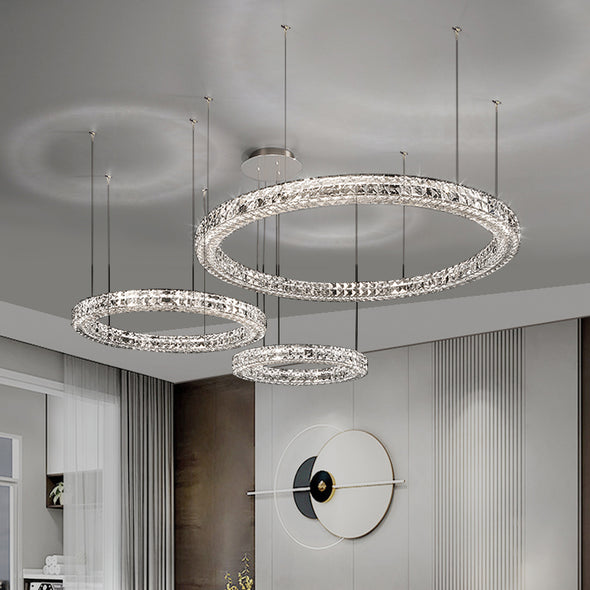 Three Rings Crystal Chandelier For Living Room Luxury Decorate Hanging Lamp