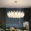 Round Shade Class Chandelier For Modern Living Room And Dining Table