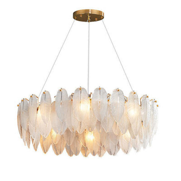 Round Shade Class Chandelier For Modern Living Room And Dining Table