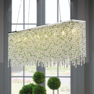 Kitchen Island Rectangular Crystal Chandelier 