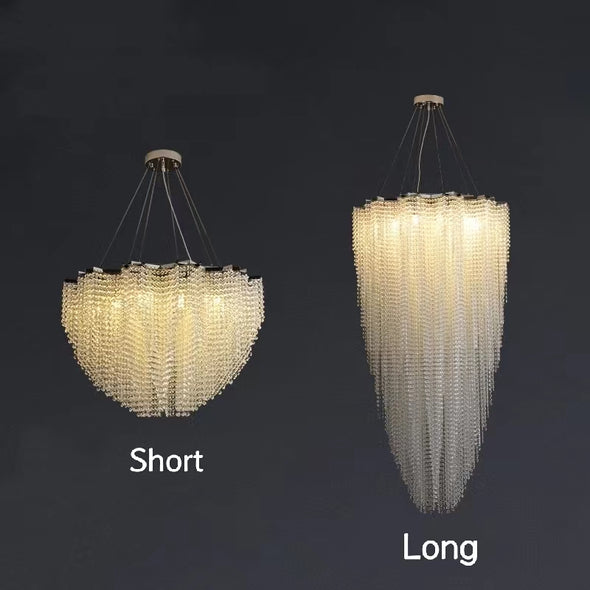 Moedrn Crystal Raindrop Ceiling Pendant Lights for High Ceiling