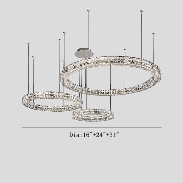 Three Rings Crystal Chandelier For Living Room Luxury Decorate Hanging Lamp