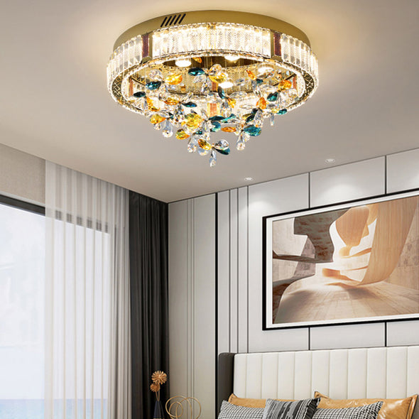 Luxury Crystal Flush Mount Light for Bedroom Romantic Modern Ceiling Light