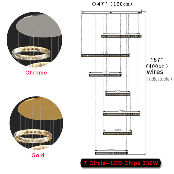 Large Crystal Round Chandelier  For High Ceiling Double Foyer Entryway