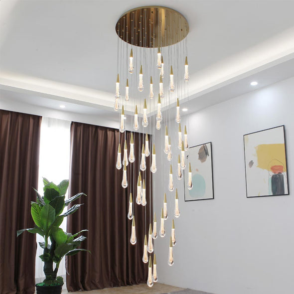 Raindrop Cluster Chandelier For Double Foyer