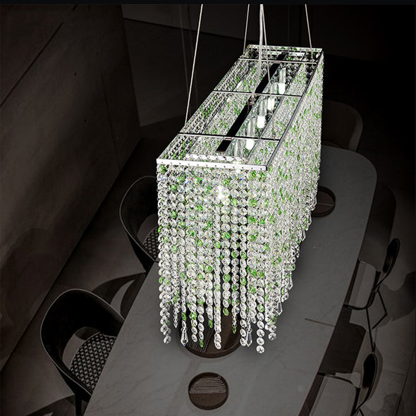 Kitchen Island Rectangular Crystal Chandelier 