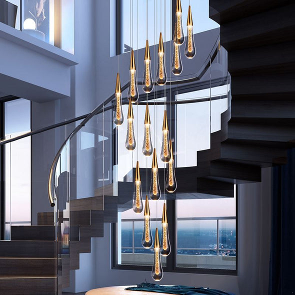 Raindrop Cluster Chandelier For Double Foyer