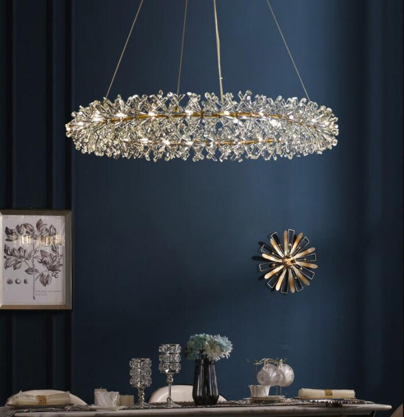 Crystal living room chandeliers modern luxury foyer round pendent light